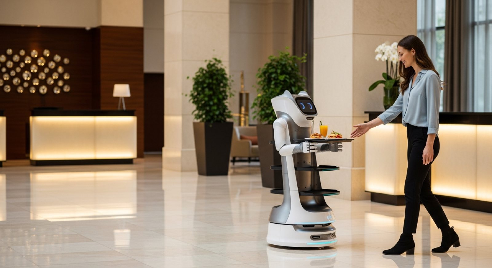 Service robots for hotels, restaurants, and entertainment venues.