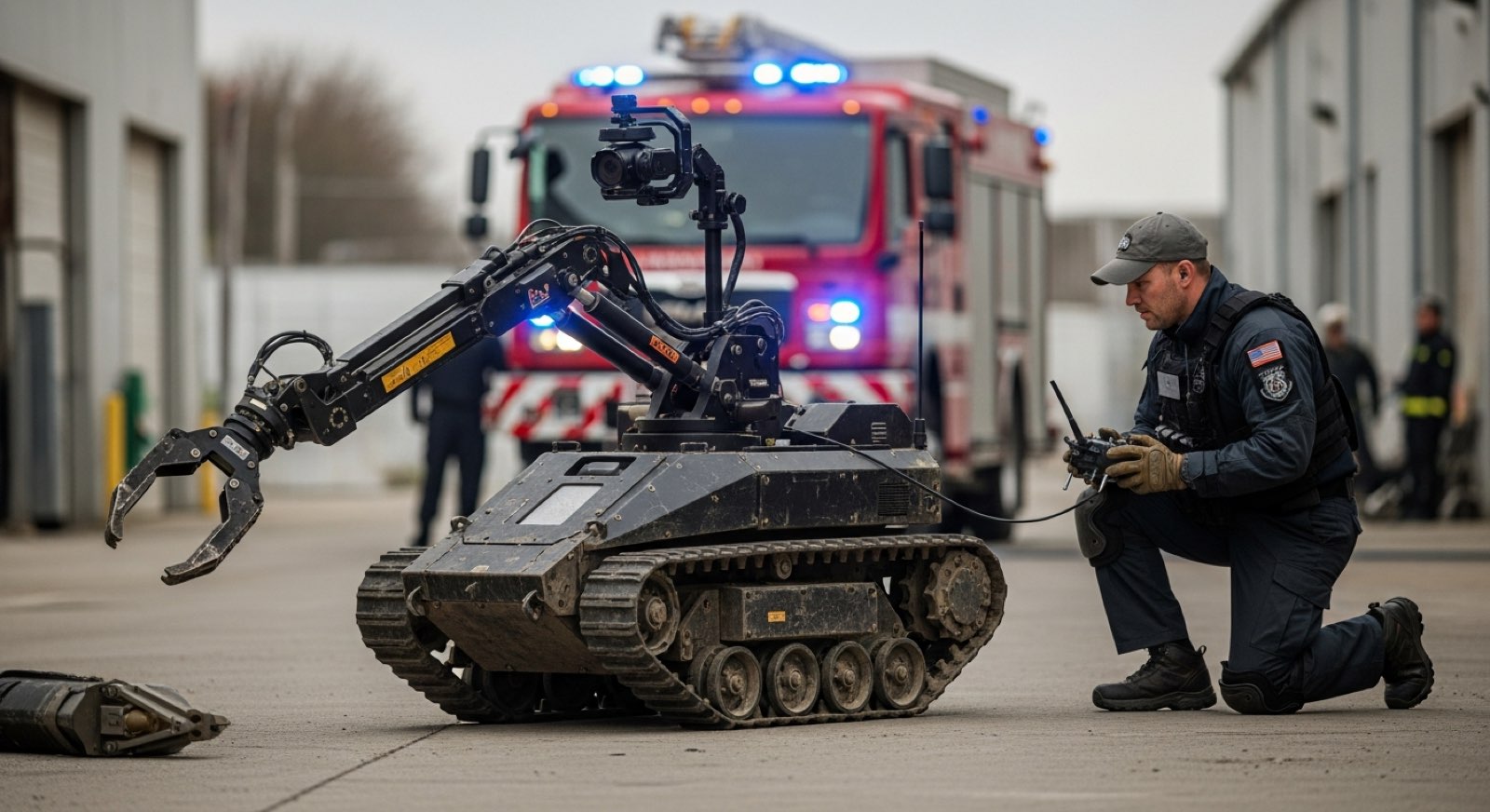 Bomb disposal, hazmat and hazardous-site response robots for first responders.